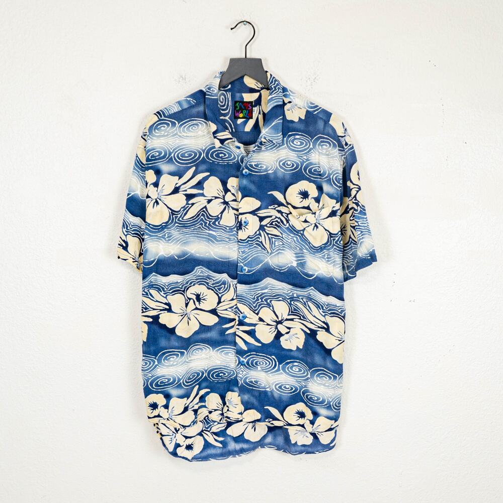 JAMS WORLD Men's Hawaiian Camp Shirt Floral Ropical aloha sz XL